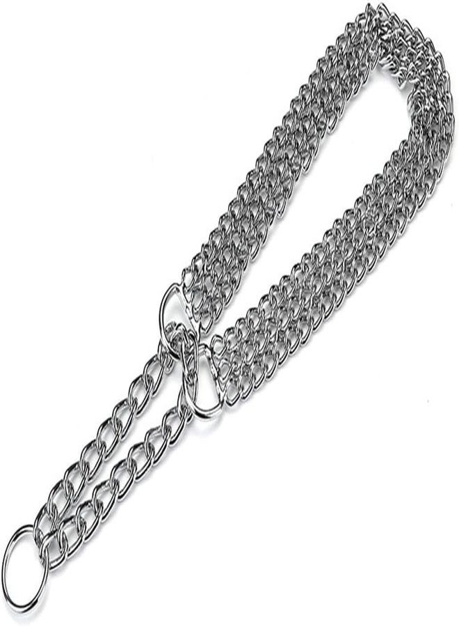 RoverPets Rover Pets Silver Dog Chain Collar,3 Rows Stainless Steel Chew Proof Cuban Link Dog Collar Metal Martingale Collar Heavy Duty Training Boy Girl Puppy Collar for Small Medium Large Big Breed - Image 5